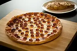 A pizza and a calzone