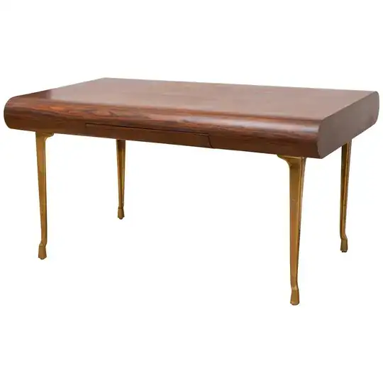 mid century rosewood and brass desk