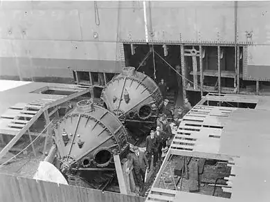 Ship stabilizing gyroscopes