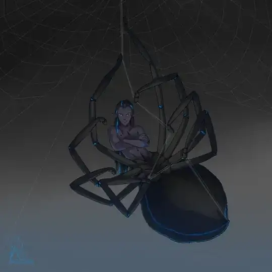 A drider hanging from a thread of silk