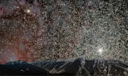 Nighttime view from inside 47 Tucanae